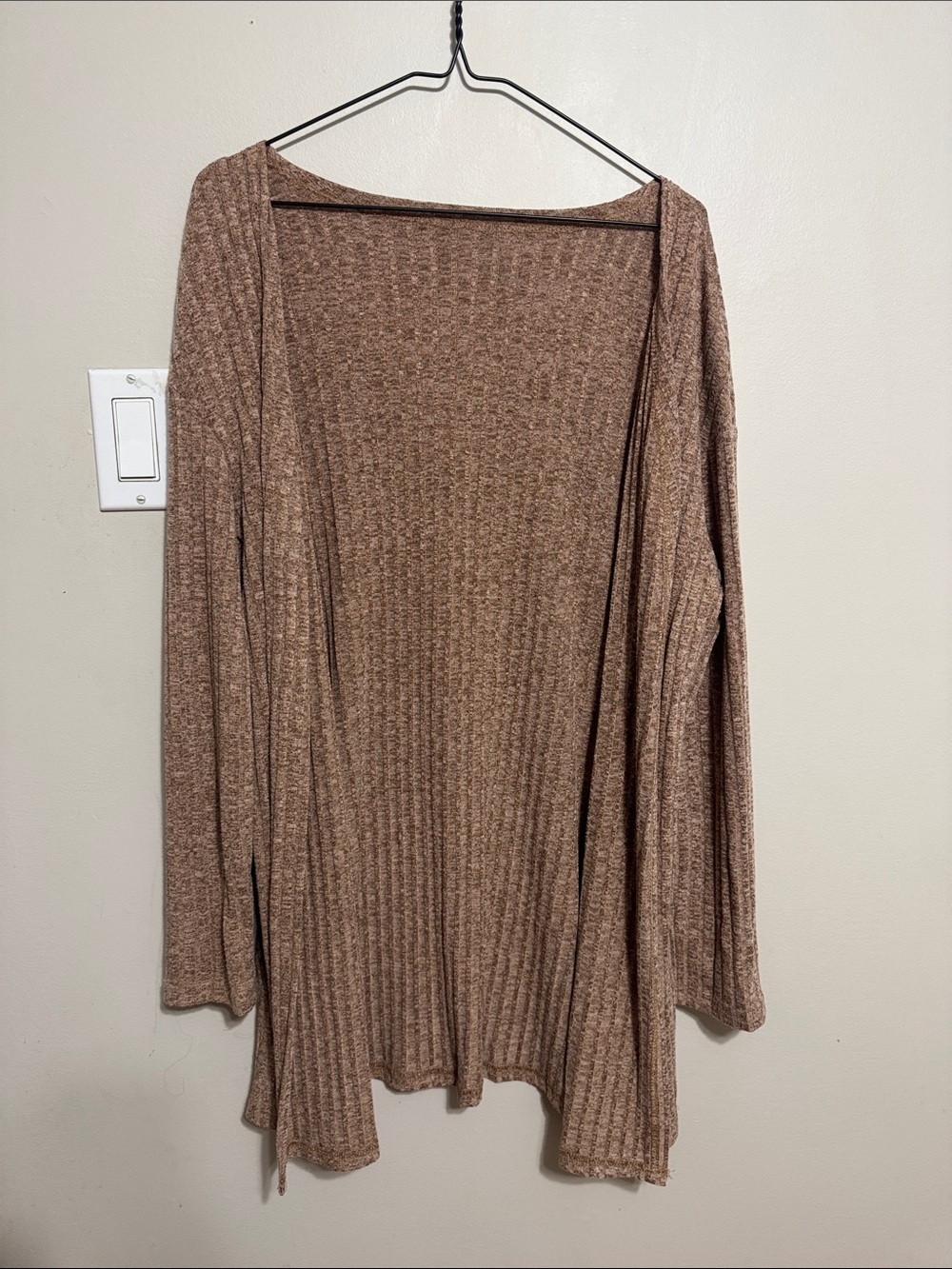 Brown Ribbed Open-Front Women's Sweater Cardigan SHRUG